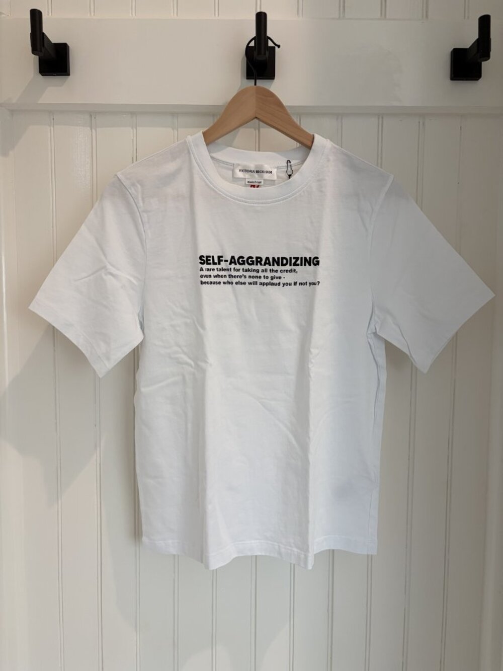 Victoria Beckham Slogan Tee Self-Aggrandizing White Graphic T Shirt XS 0-2